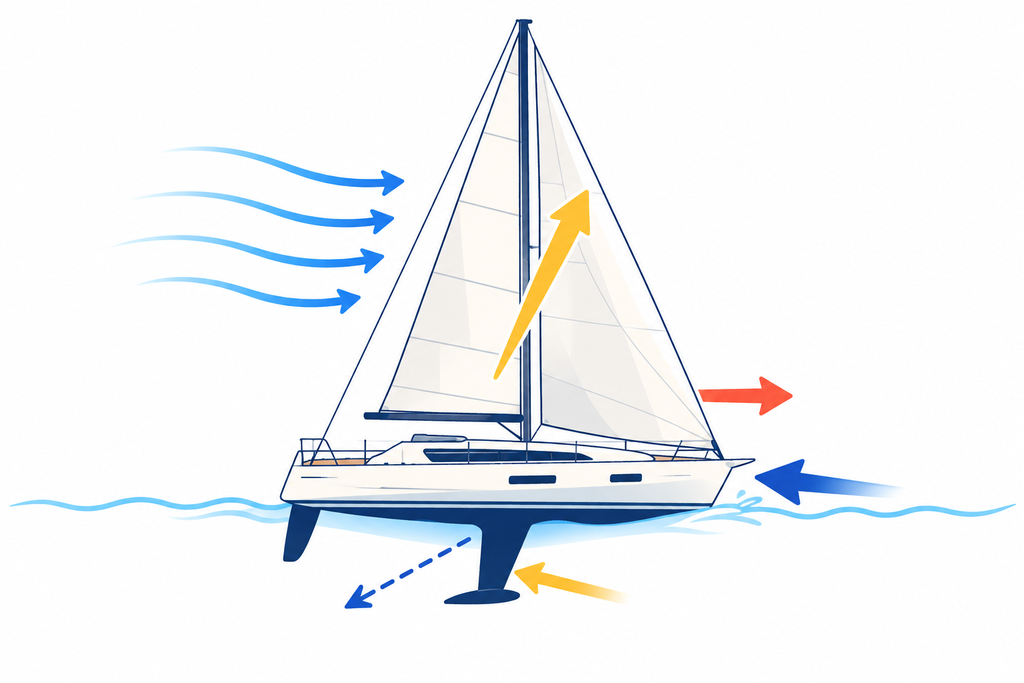 Webinaire voile - Cours théoriques de navigation en ligne 4 Schema des forces dun voilier